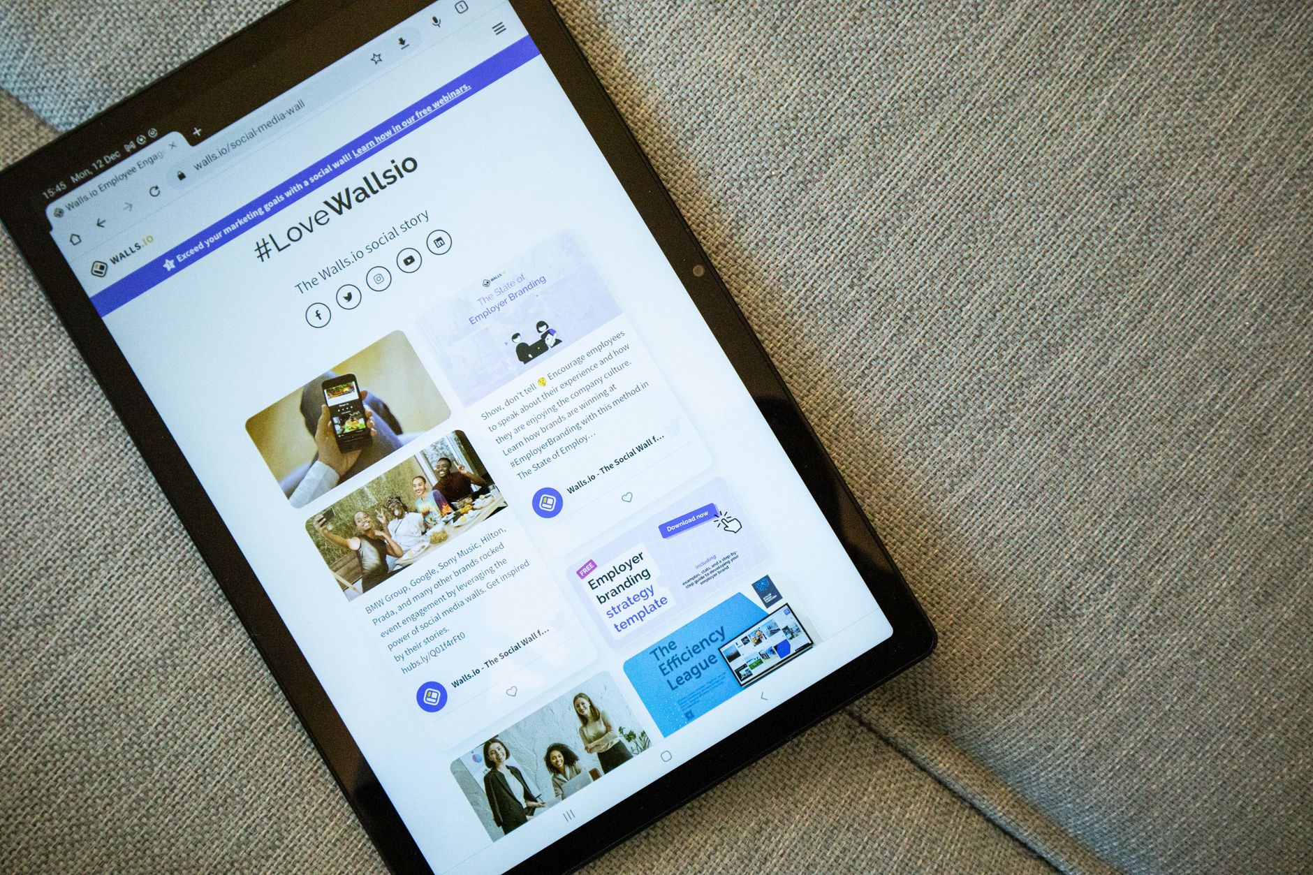 Webflow landing page shown on a tablet